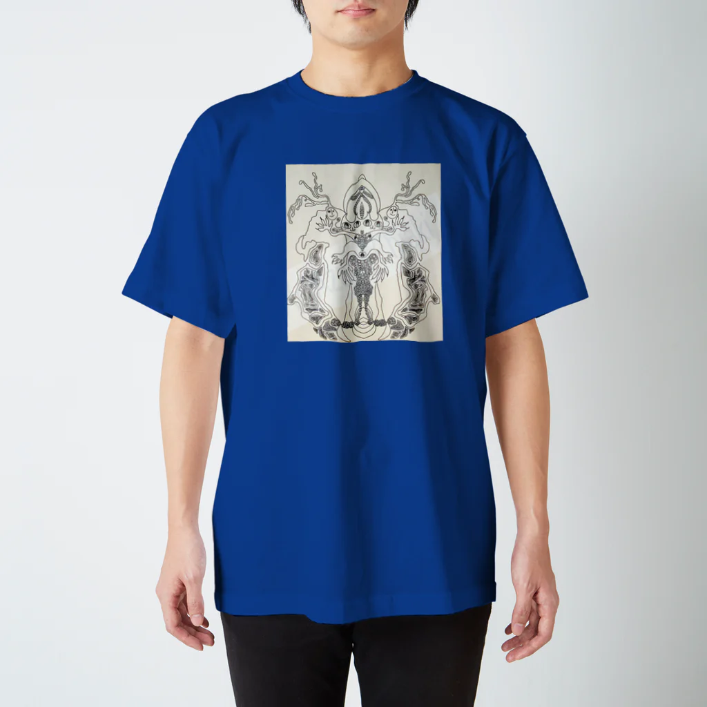 抽象線描画家：莇千亜紀の猫おばけ スタンダードTシャツ