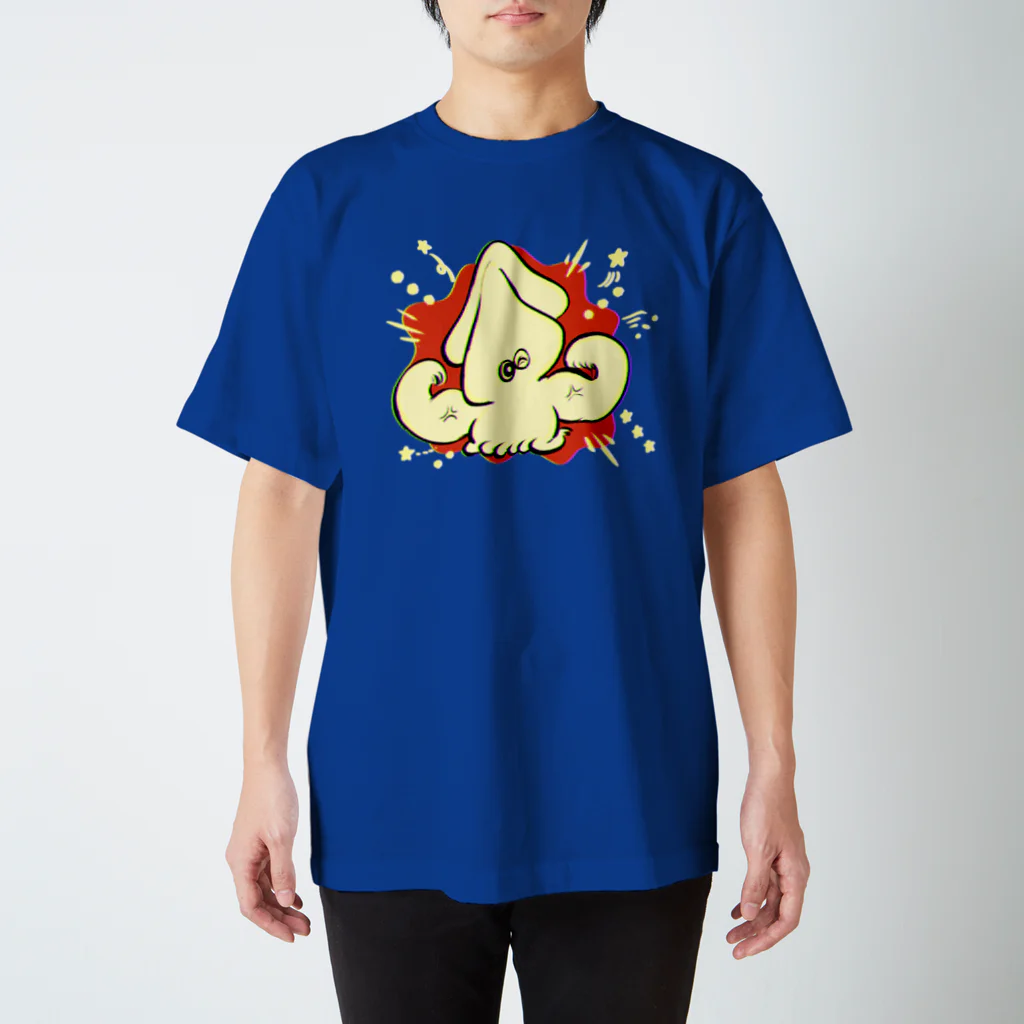 愉快レトロ雑貨屋★39太郎の正座のムキムキいかちゃん スタンダードTシャツ