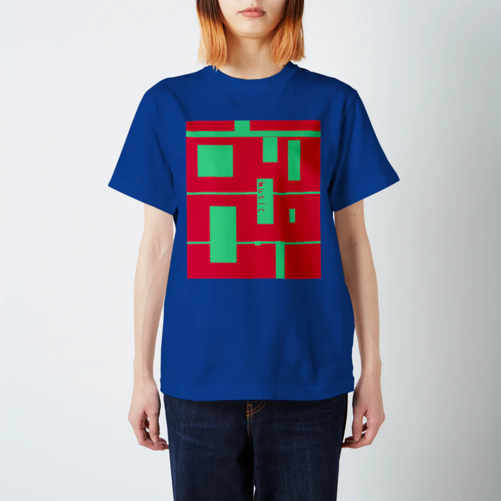 なで肩うさぎの美香堂のmusic+ ver.BLUE スタンダードTシャツ