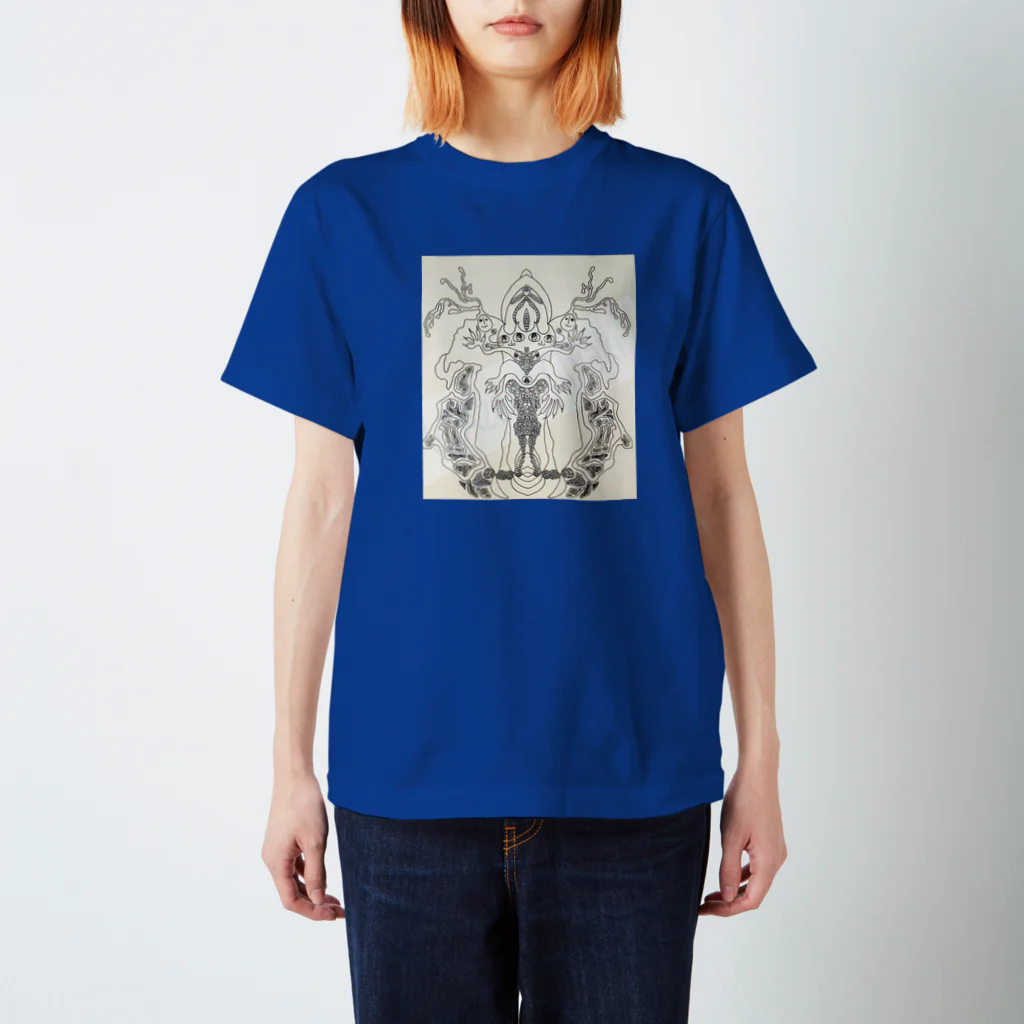 抽象線描画家：莇千亜紀の猫おばけ Regular Fit T-Shirt