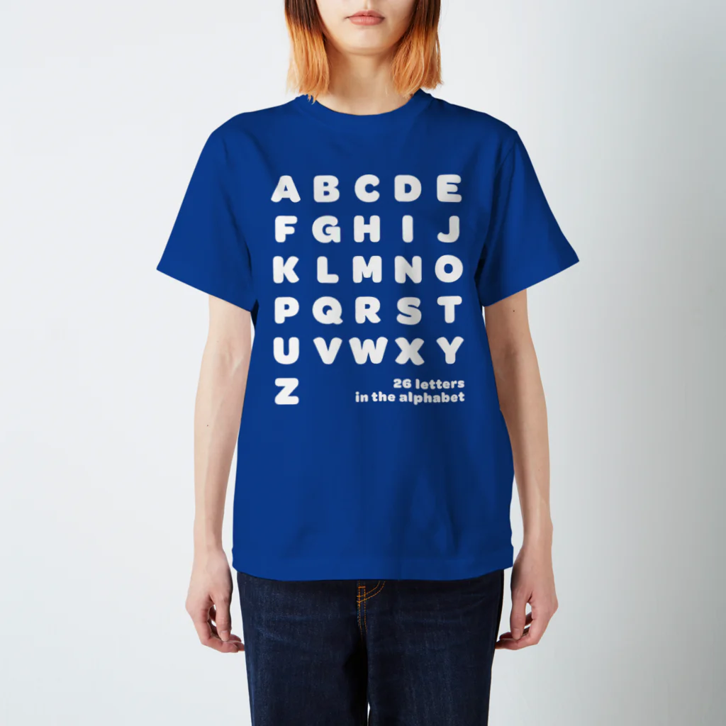 PyriteDesignの26 letters in the alphabet【Tshirt】【Design Color : White】【Design Print : Front スタンダードTシャツ