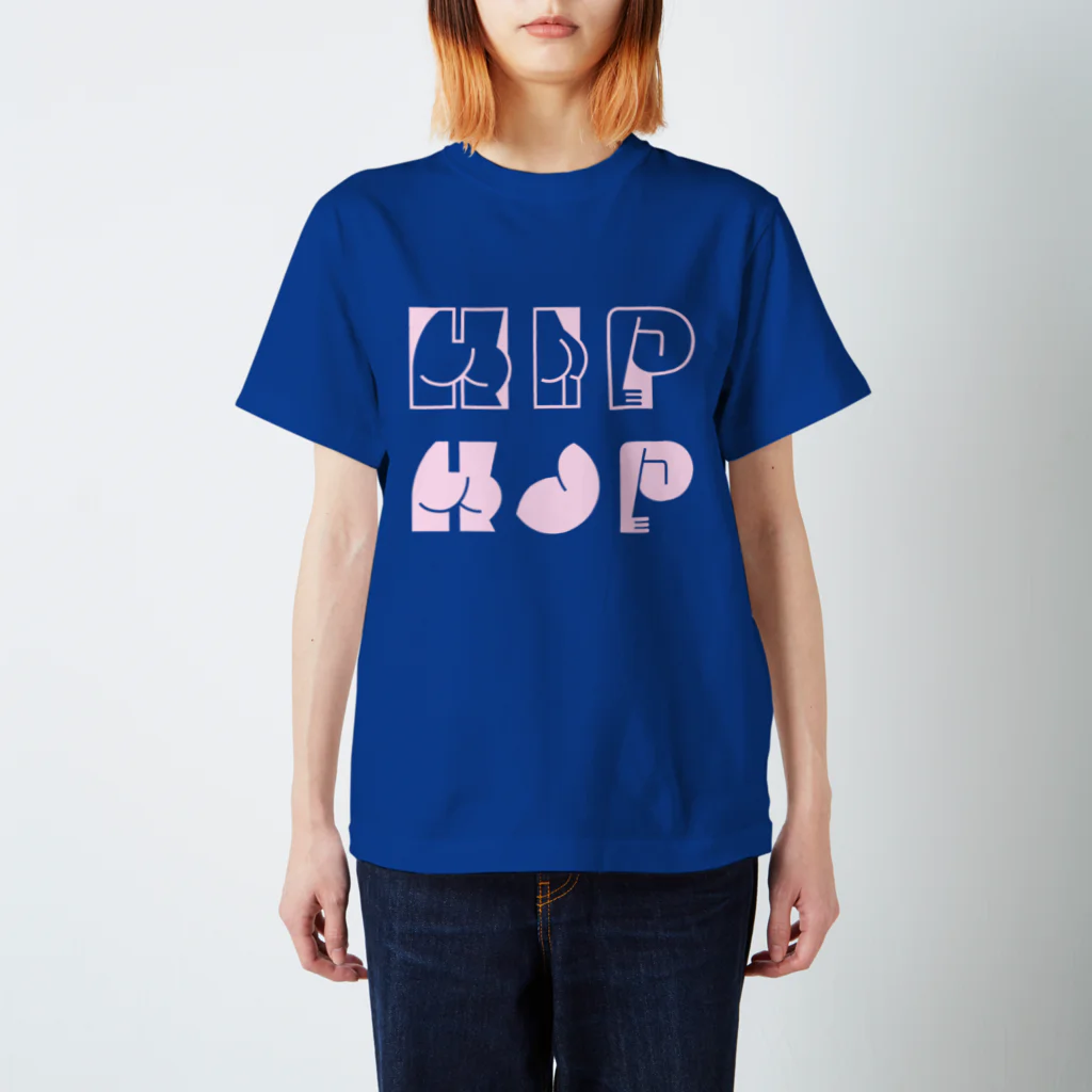 SANKAKU DESIGN STOREのHAPPY ASS HIP HOP! ネオンピンク Regular Fit T-Shirt