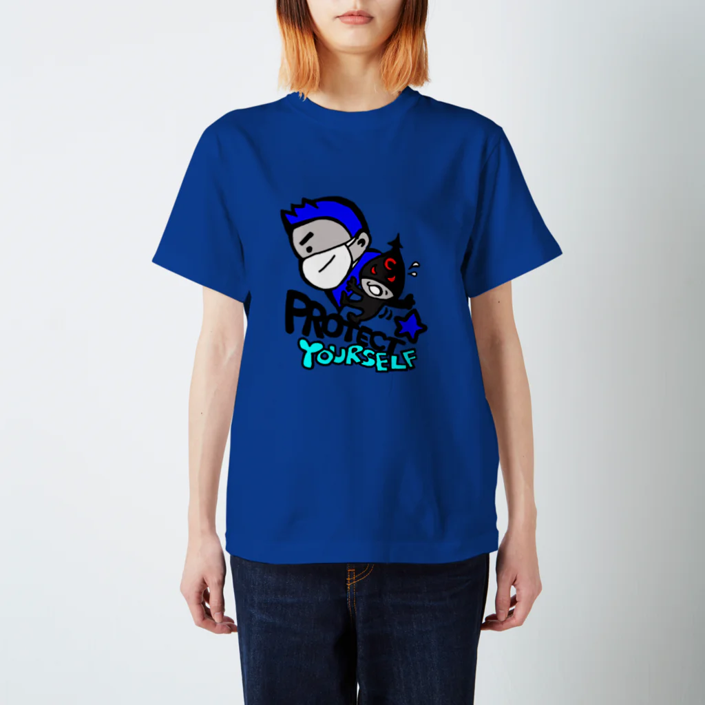 TOMMY★☆ZAWA　ILLUSTRATIONのProtect Yourself (ブルー) Regular Fit T-Shirt