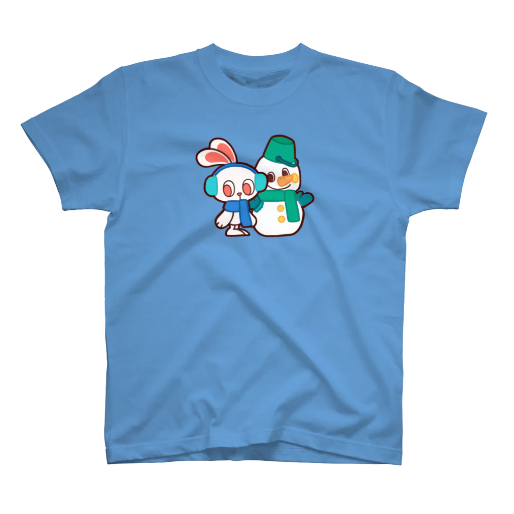 レタ(LETA)のぽっぷらうさぎ(冬と雪だるま) スタンダードTシャツ