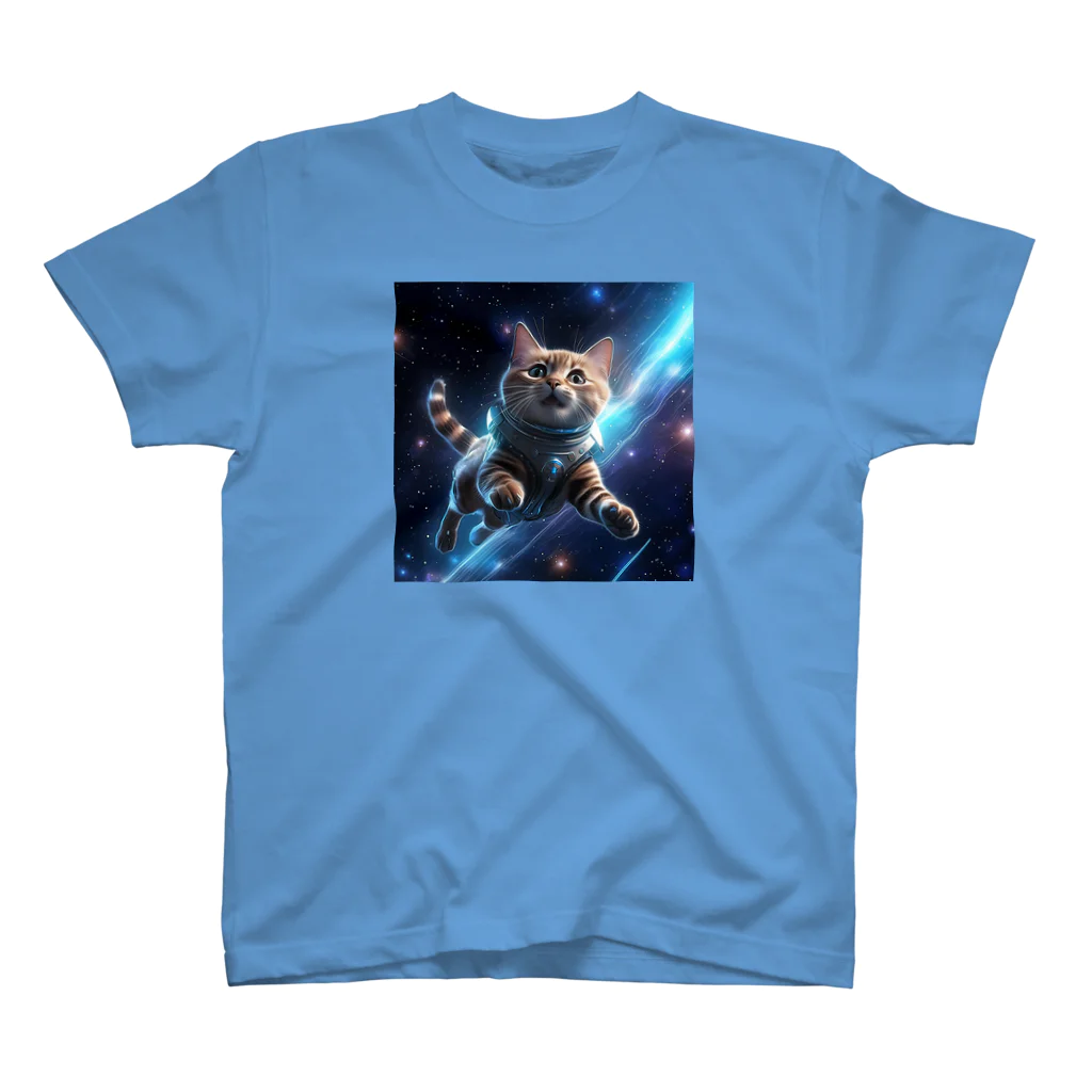 黒猫ファブリックの宇宙のキジトラ スタンダードTシャツ