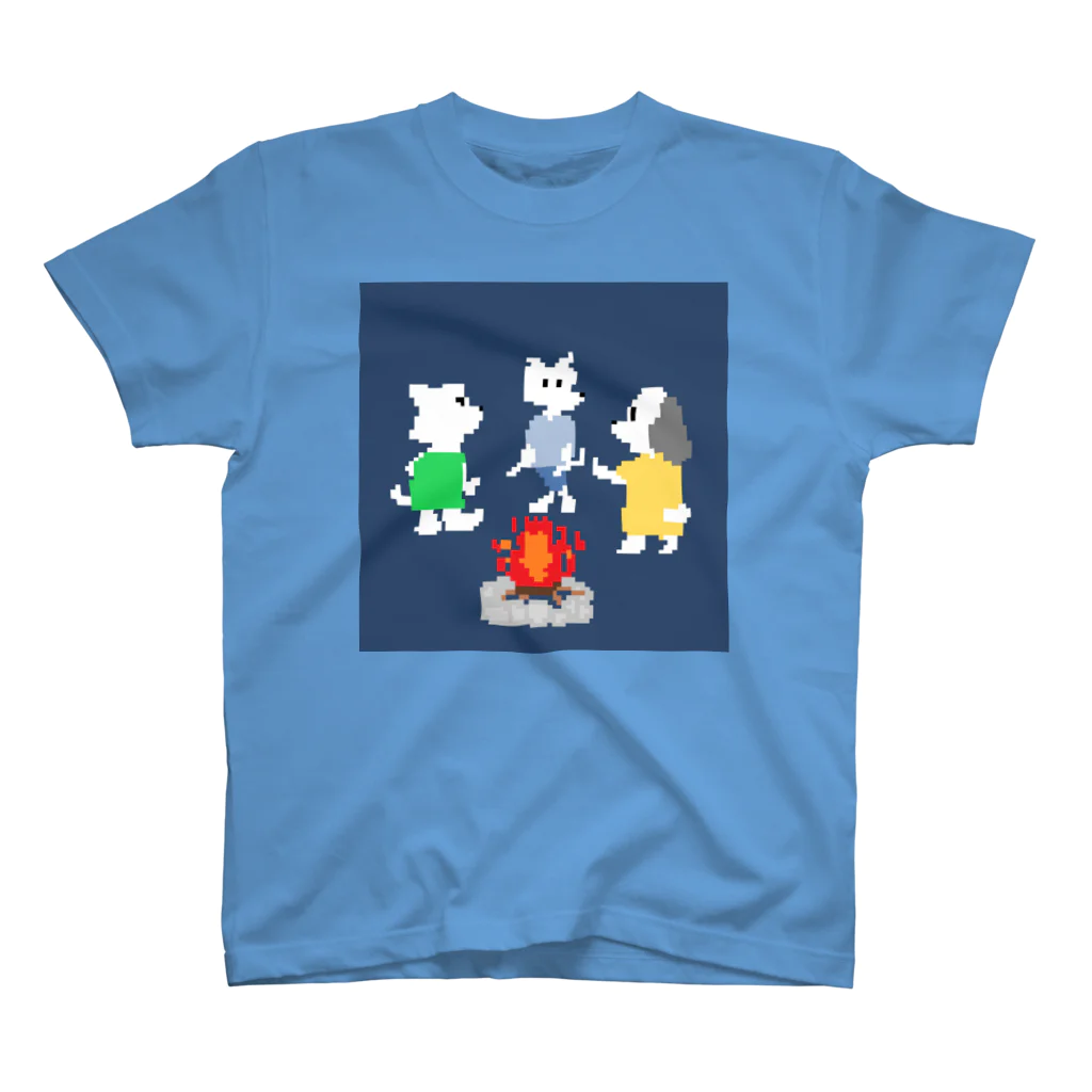 いんきょたんショップの犬シリーズ-焚火- スタンダードTシャツ