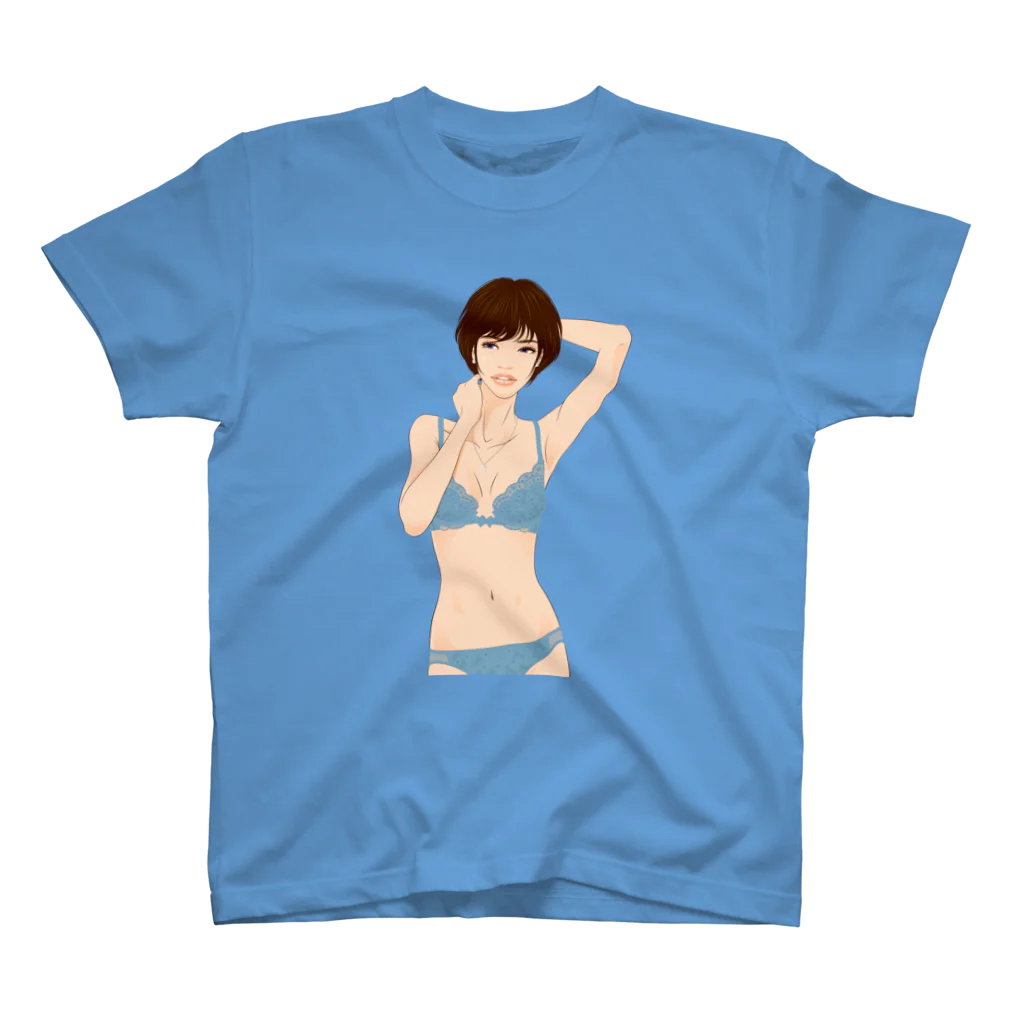 Shigenori Negishi Illust ShopeのGirls IN Blue-UP-00 Regular Fit T-Shirt