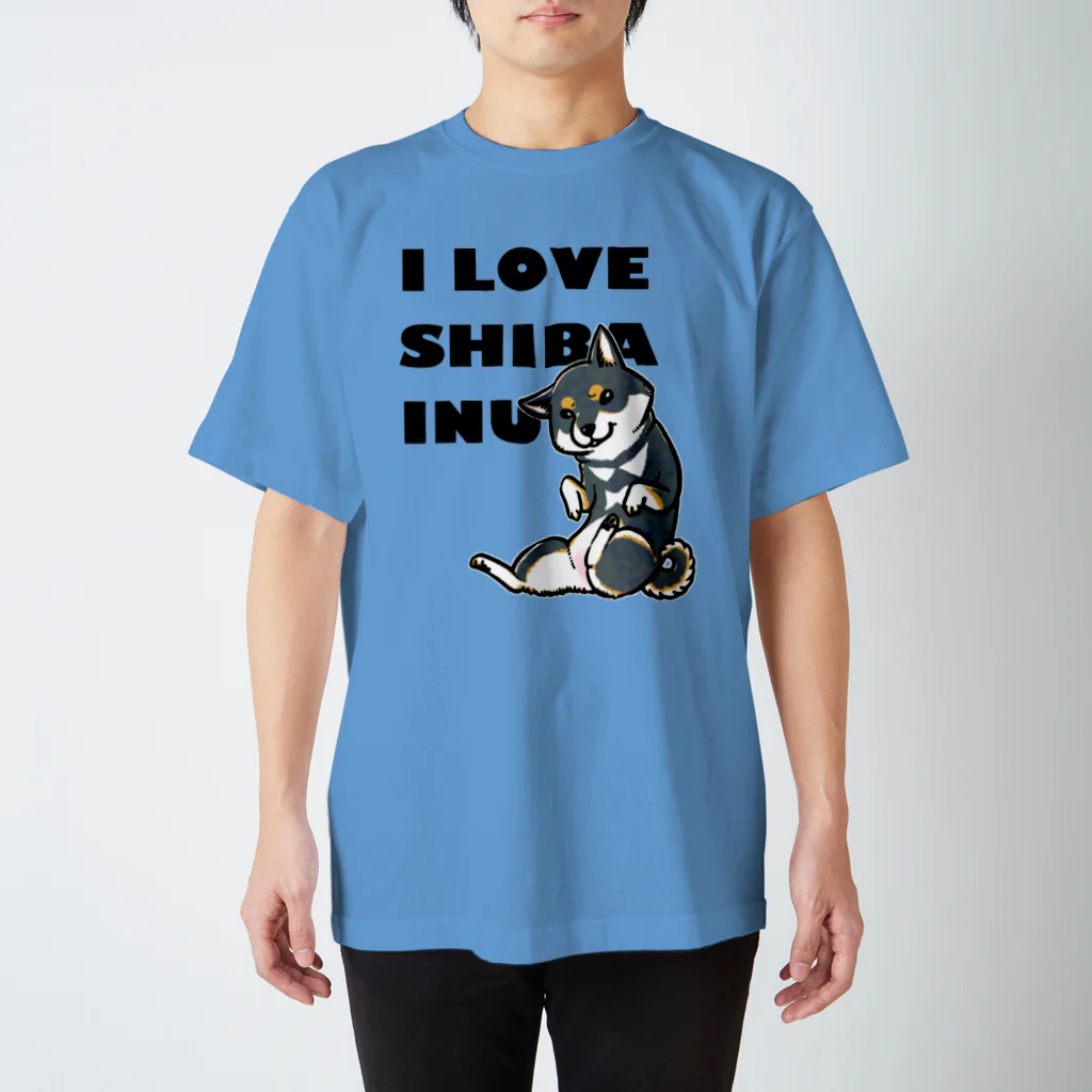 真希ナルセ（マキナル）のI LOVE SHIBA INU（新バージョン・黒柴） スタンダードTシャツ