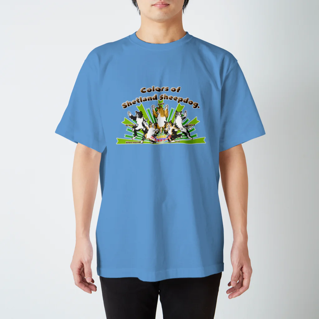 Airy BlueのColors of Shetland sheepdog　日本語ロゴVer. スタンダードTシャツ