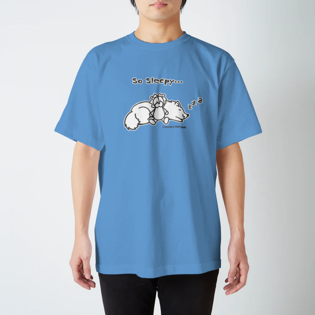 アトリエ・シシのSo Sleepy +piping　眠たいワンコ スタンダードTシャツ