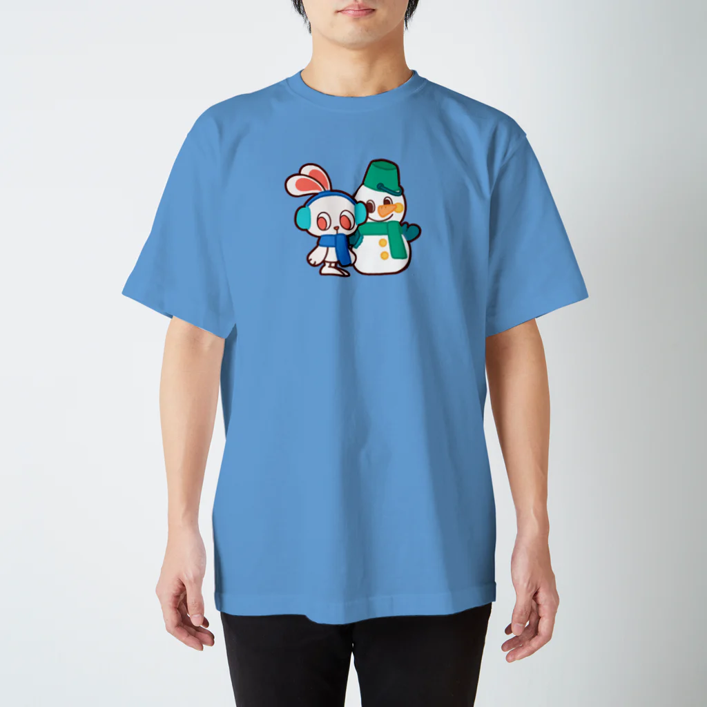 レタ(LETA)のぽっぷらうさぎ(冬と雪だるま) スタンダードTシャツ