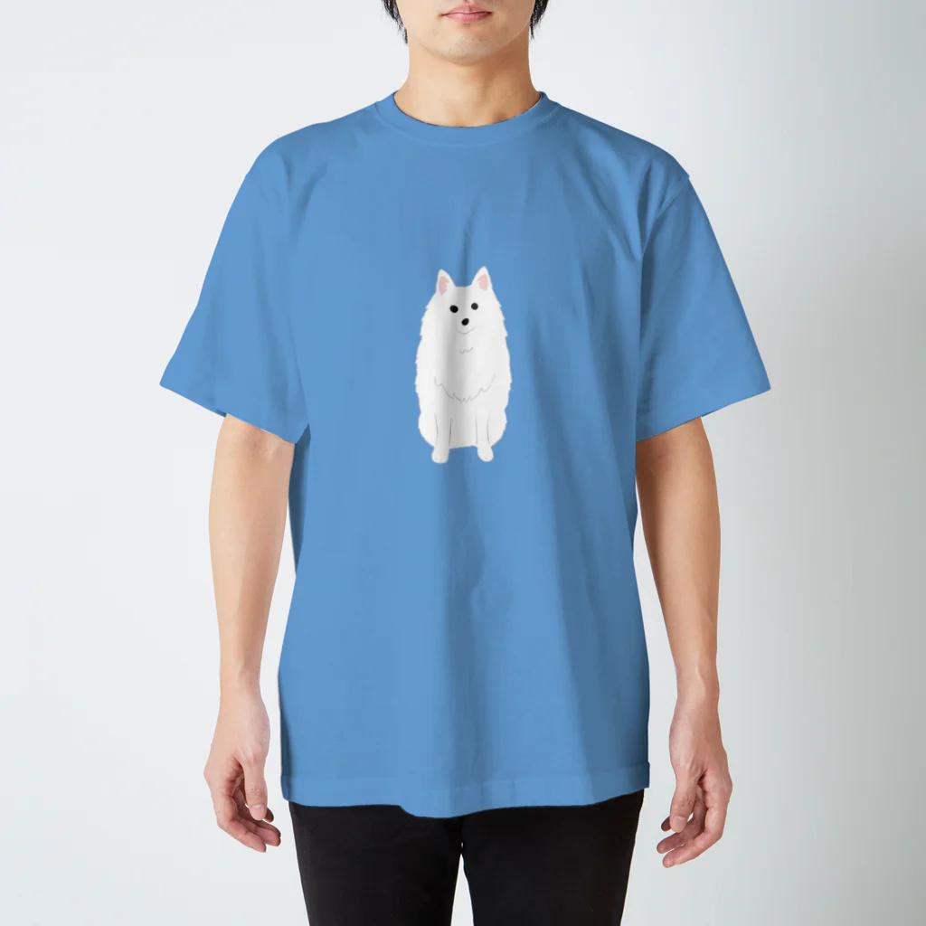 ゆいたっく／犬イラストのスピッツ(おすわり) スタンダードTシャツ