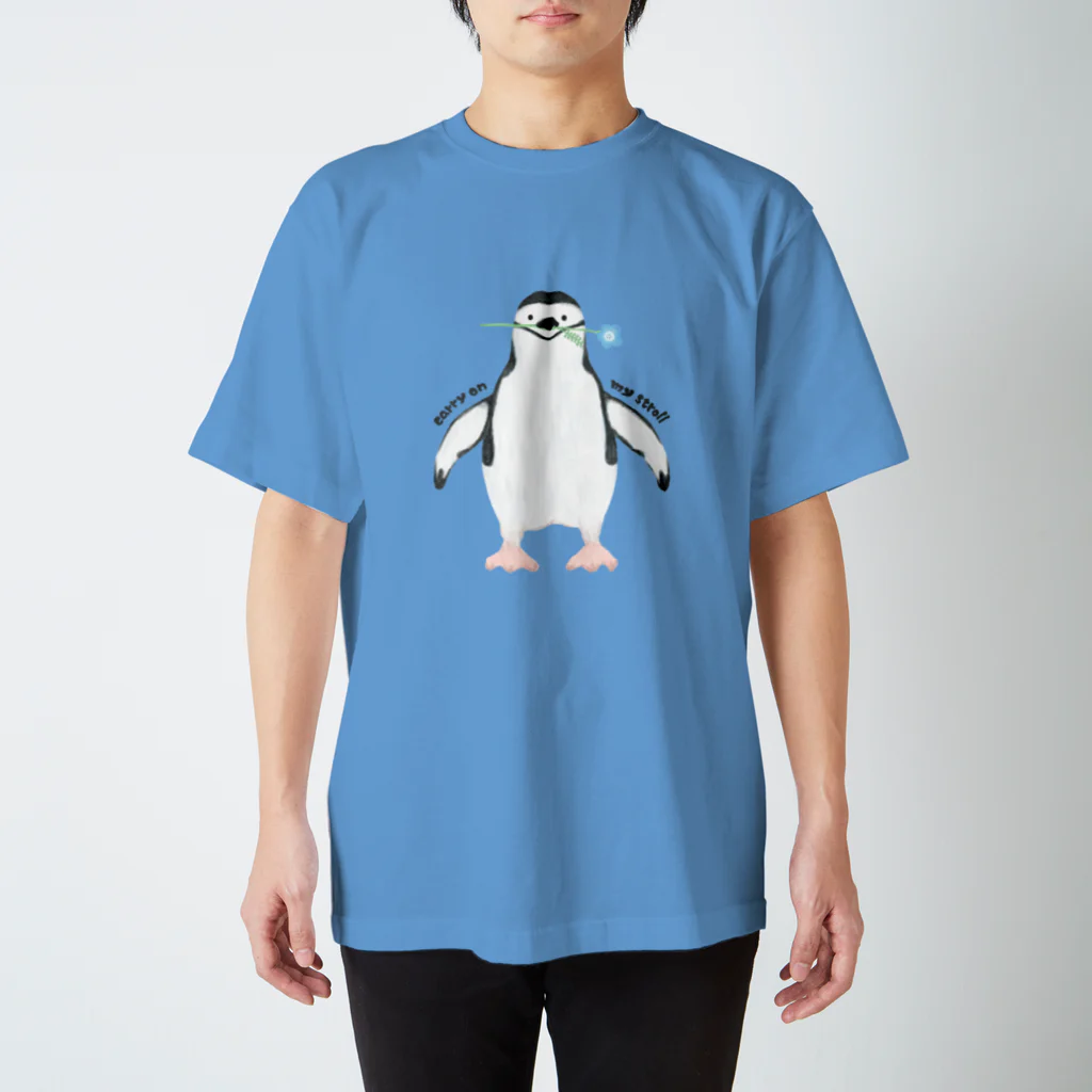 nagisa-ya(なぎさや) ペンギン雑貨のネモフィラとヒゲペンギン スタンダードTシャツ