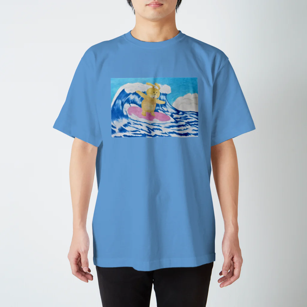 Aki Sekaiの世界のうさ太サーフィン スタンダードTシャツ