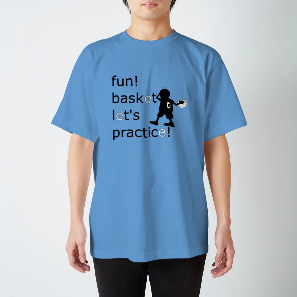 fish-yaのFun! Basket Black Regular Fit T-Shirt