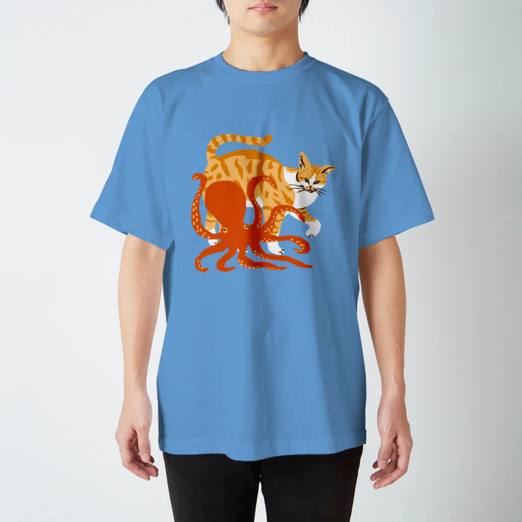 喫茶こぐまやの猫とタコ スタンダードTシャツ