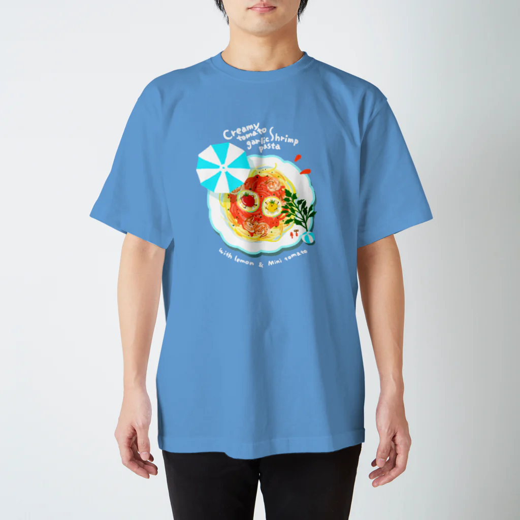喫茶角砂糖のクリーミートマトガーリックシュリンプパスタ〜レモン添え〜 Regular Fit T-Shirt