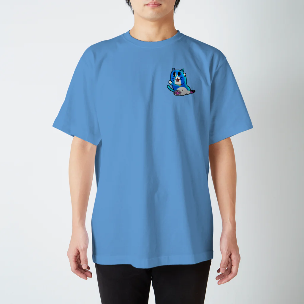 (¯﹃¯)のあおいねこ（艶） Regular Fit T-Shirt