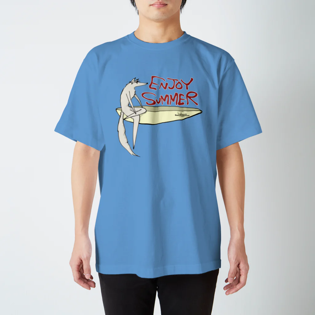 猫とネコ犬のボルゾイ 夏を楽しむゾイ スタンダードTシャツ