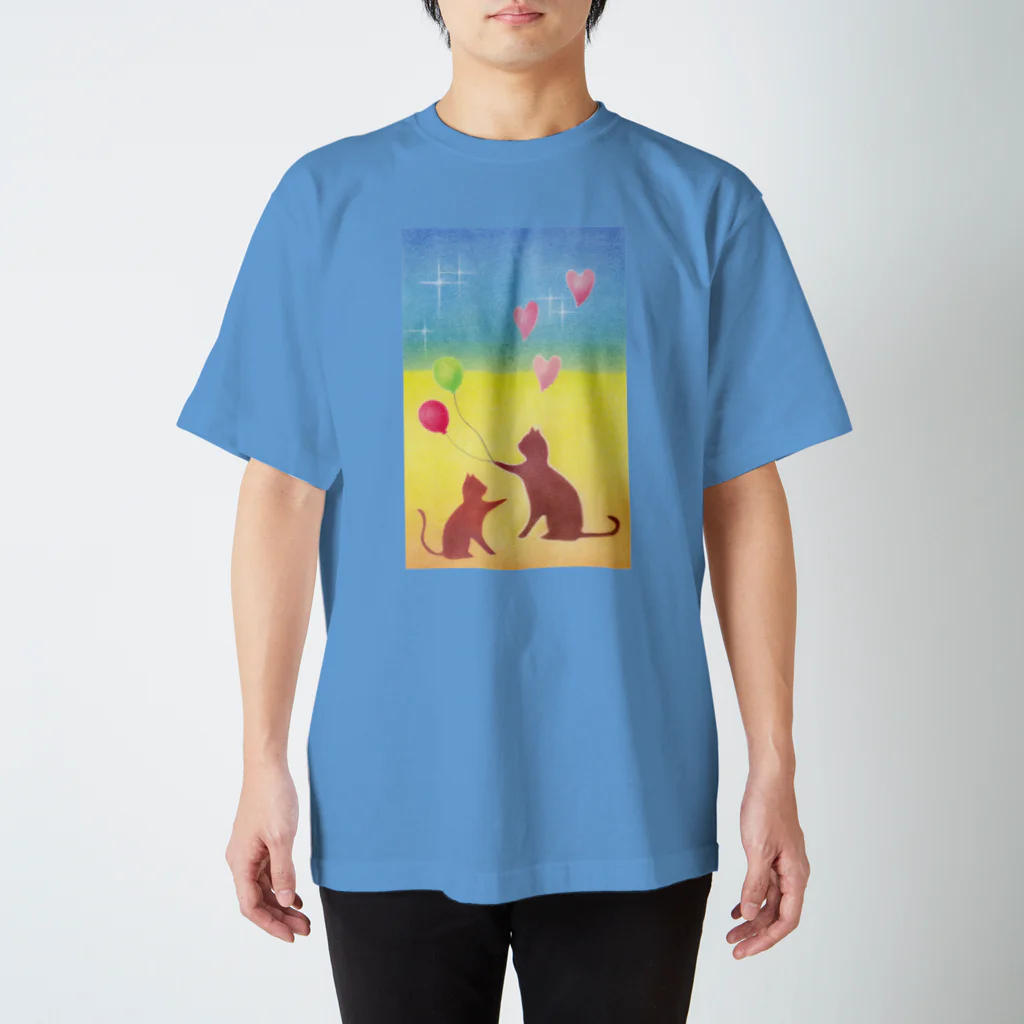 yukibo-zuの南国の夕日と猫の親子 スタンダードTシャツ