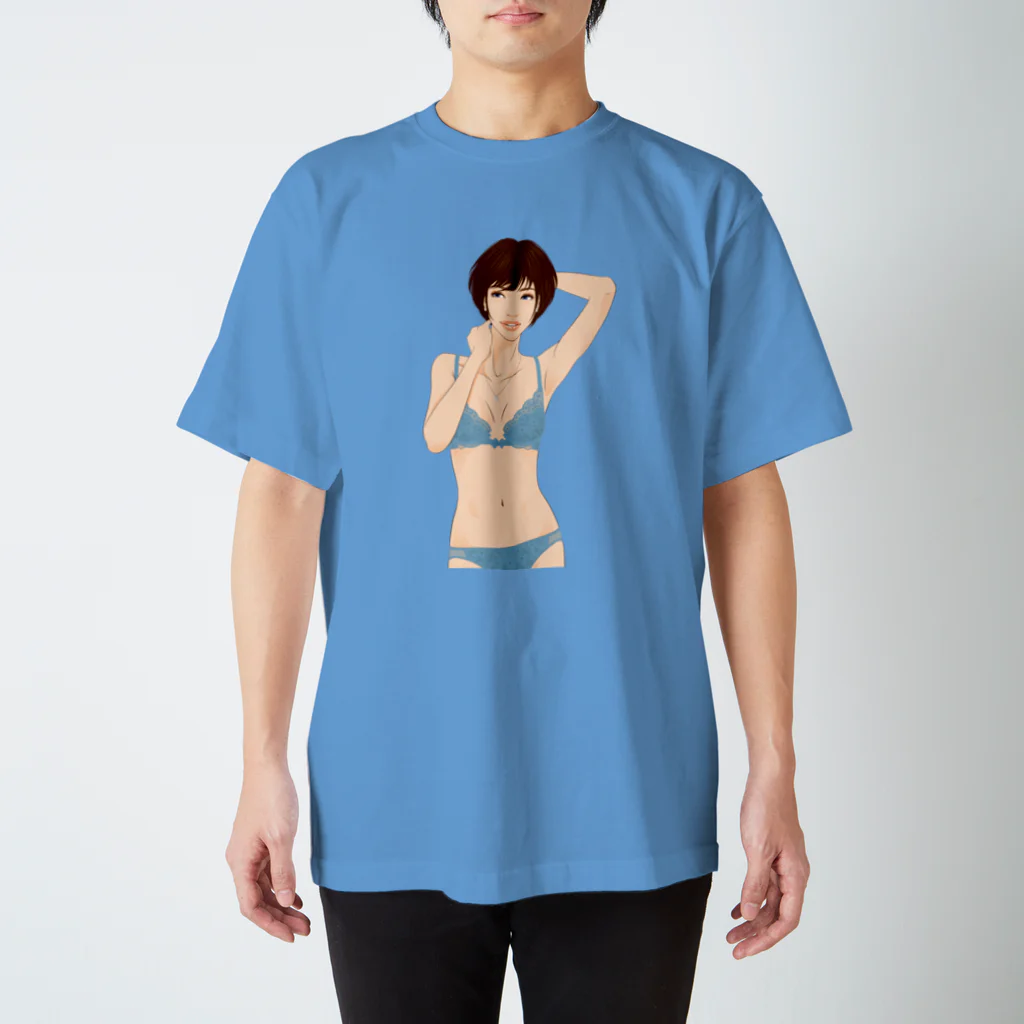 Shigenori Negishi Illust ShopeのGirls IN Blue-UP-00 Regular Fit T-Shirt