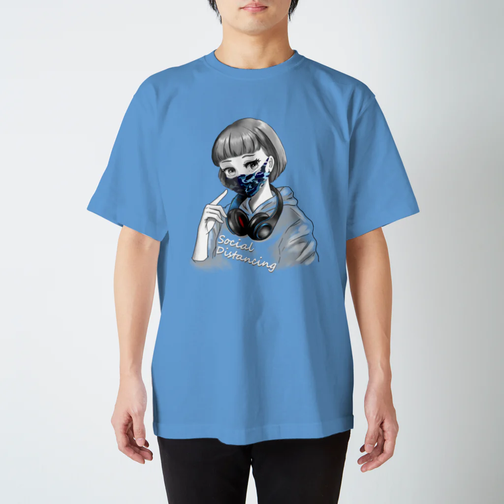 和温堂の迷彩マスク  ブルー　文字白 Regular Fit T-Shirt