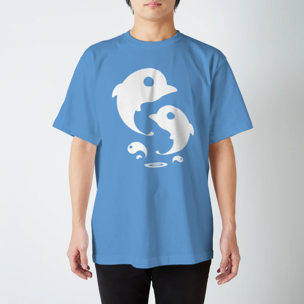 LIGHT HOUSE with DOLPHINのマガタマイルカ(ジャンプ)・白 Regular Fit T-Shirt