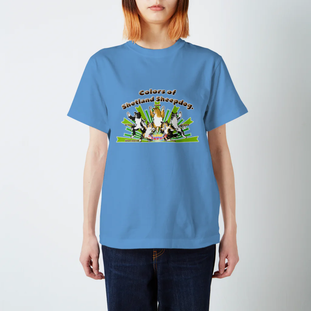 Airy BlueのColors of Shetland sheepdog　日本語ロゴVer. スタンダードTシャツ