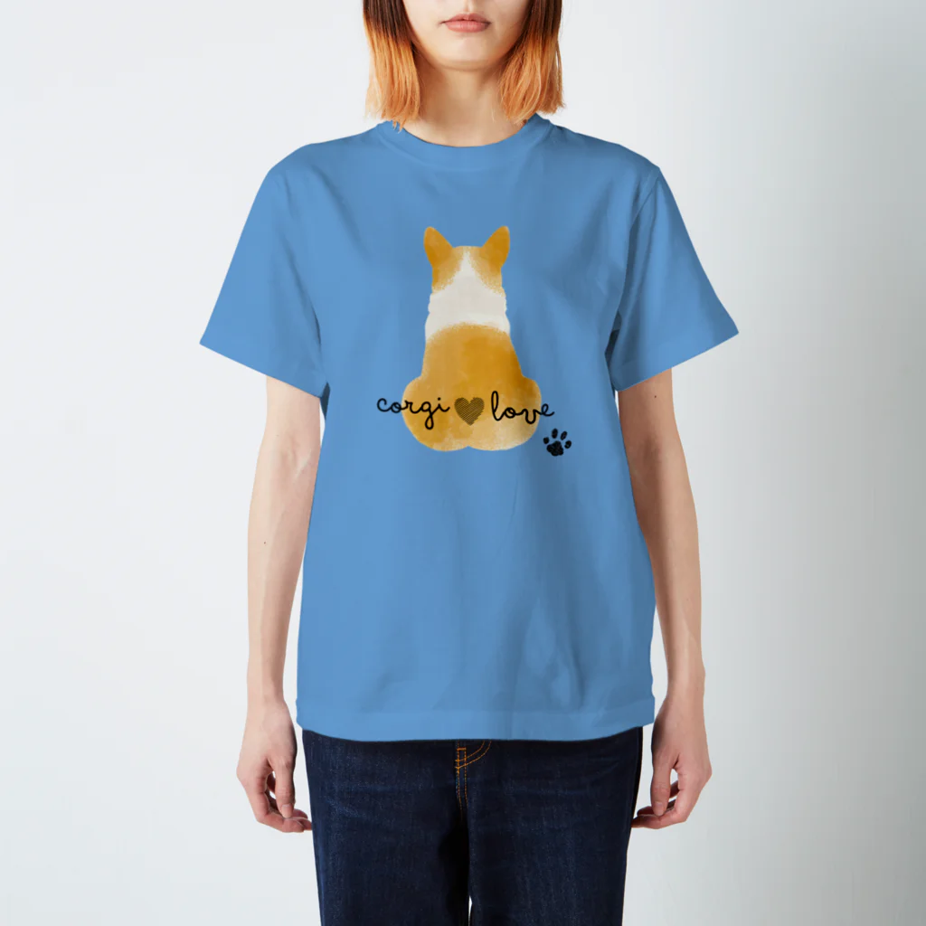 いぬねこGOGOのコーギー（後ろ姿） スタンダードTシャツ