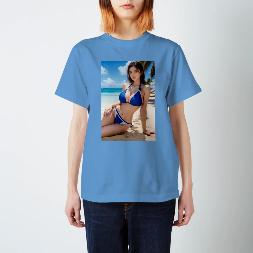 レールファン&スピリチュアルアイテムショップのＡＩ美女と海へ スタンダードTシャツ