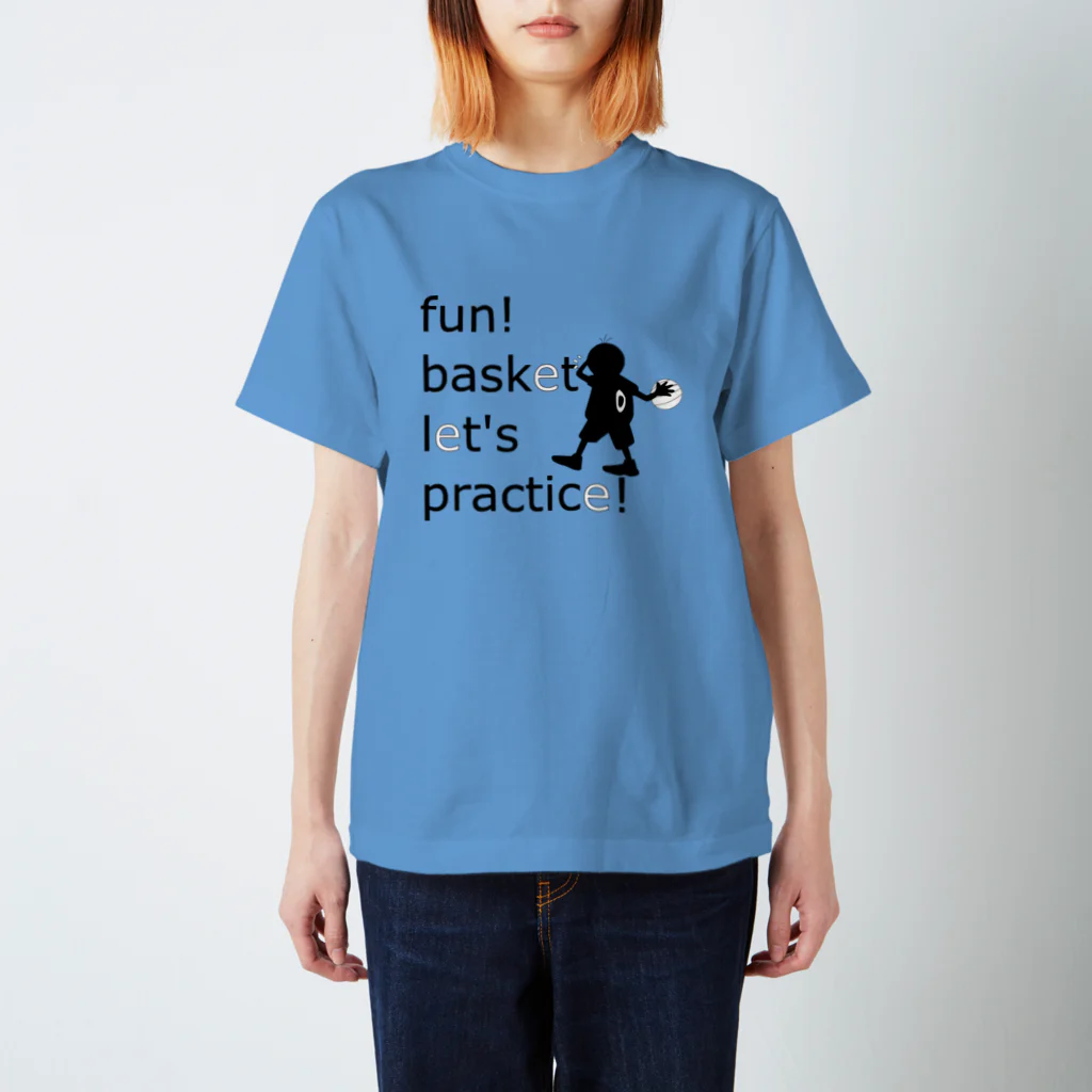 fish-yaのFun! Basket Black Regular Fit T-Shirt