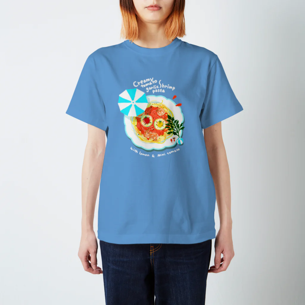 喫茶角砂糖のクリーミートマトガーリックシュリンプパスタ〜レモン添え〜 Regular Fit T-Shirt