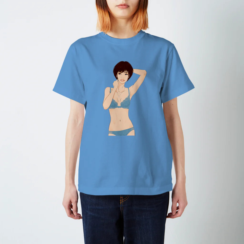 Shigenori Negishi Illust ShopeのGirls IN Blue-UP-00 Regular Fit T-Shirt