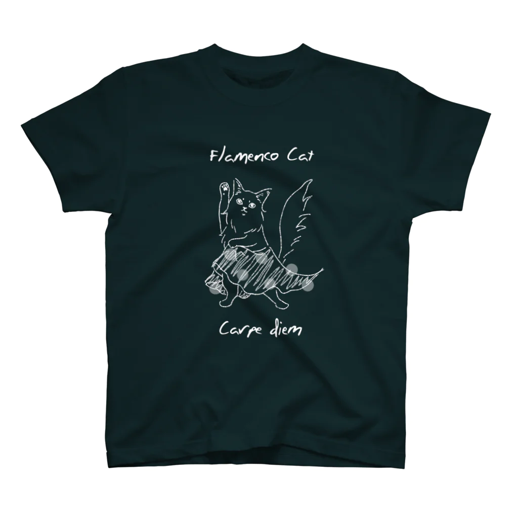 フラメンコキャットのフラメンコキャットCarpe diem（水玉スカート）濃色生地用 スタンダードTシャツ