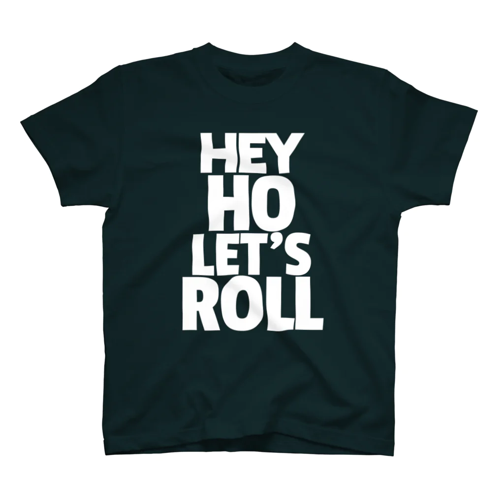 HARAKARAのHEY HO LET`S ROLL ホワイトロゴ スタンダードTシャツ