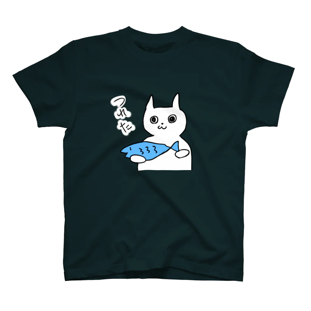 vallopoco ch.のなんかしらんけど釣れたねこ スタンダードTシャツ