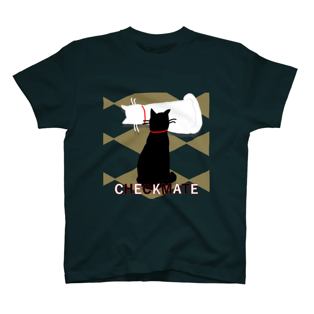 neko123aの白黒猫CHECKMATE スタンダードTシャツ