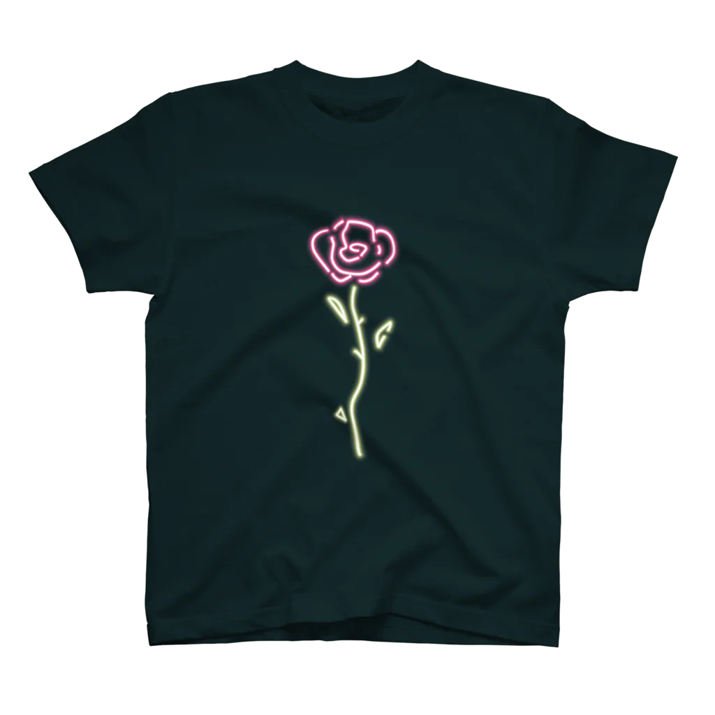 AIRI_Oのネオン　薔薇 スタンダードTシャツ