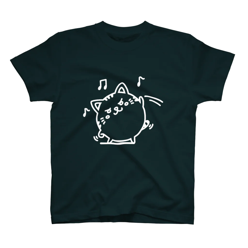 まるコロッ。の茶トラニャンコロまる・体操（線画：白バージョン） スタンダードTシャツ