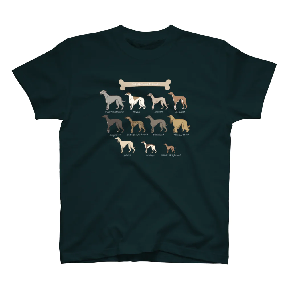 豆つぶのSighthound Friends(濃色推奨) Regular Fit T-Shirt
