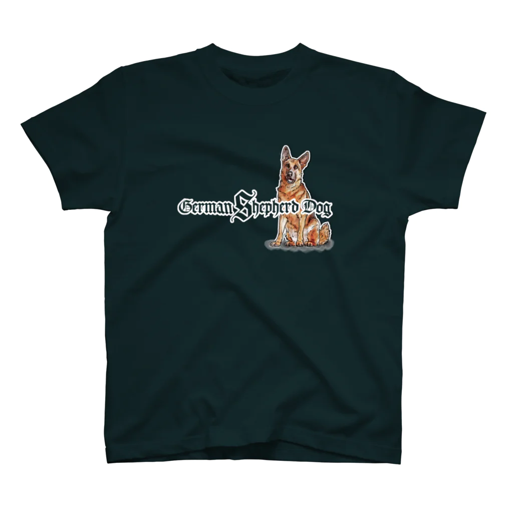 オリジナル工房プリントンのジャーマンシェパード前後イラスト プリント Regular Fit T-Shirt