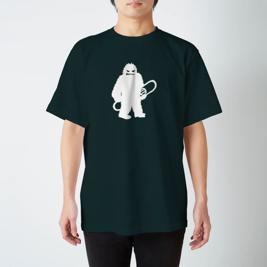 QUQU_WORKSのスノーボードを抱えるイエティ ホワイト Regular Fit T-Shirt