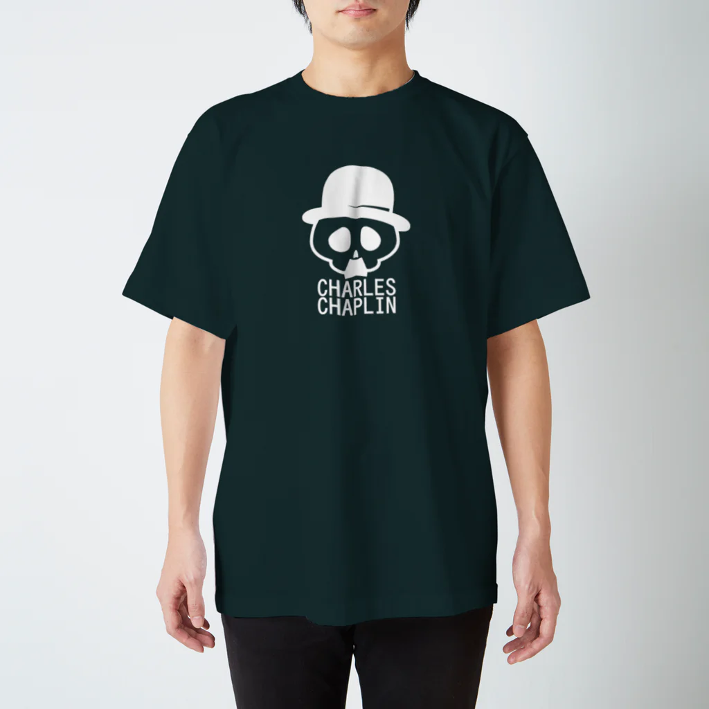 QUQU_WORKSのチャールズ・チャップリンスカル ホワイト スタンダードTシャツ