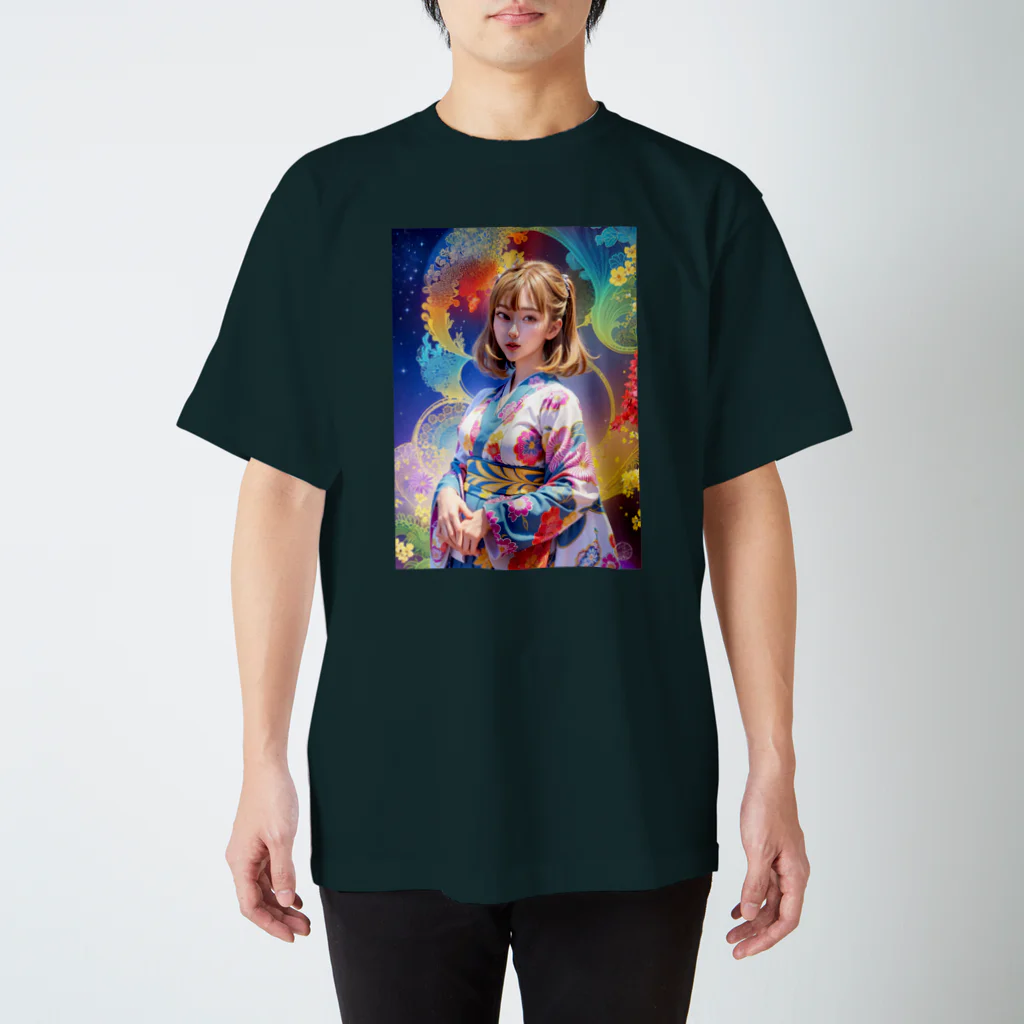 くろまる_AI/ColorMerry_AIのカラフル空間の女の子1 スタンダードTシャツ