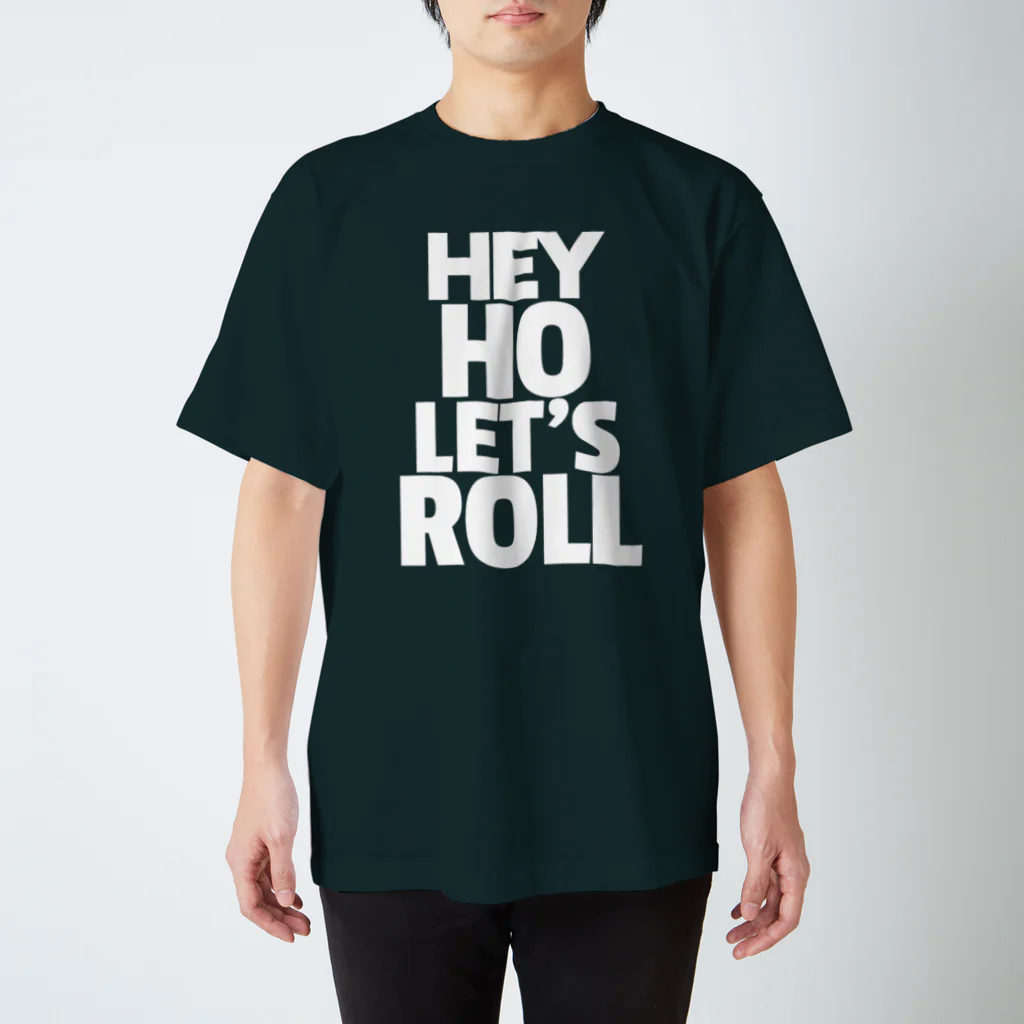 HARAKARAのHEY HO LET`S ROLL ホワイトロゴ スタンダードTシャツ