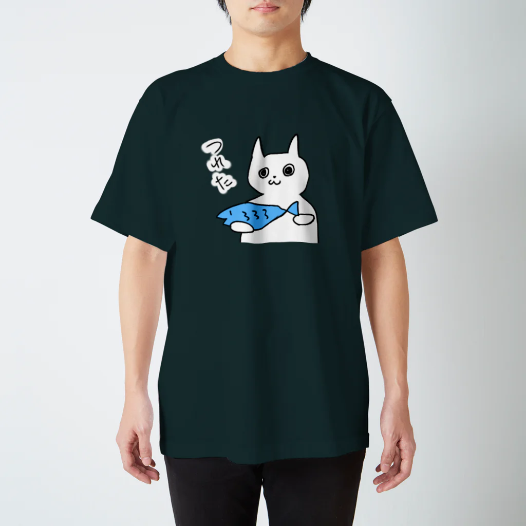 vallopoco ch.のなんかしらんけど釣れたねこ スタンダードTシャツ