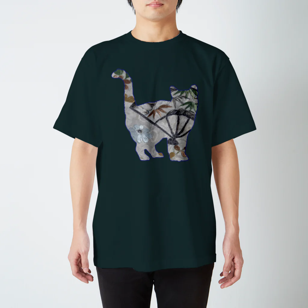PALA's SHOP　cool、シュール、古風、和風、の和風Catシルエット 着物柄Ⅱ Regular Fit T-Shirt