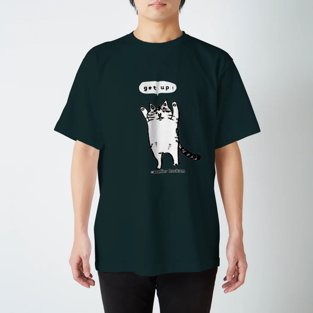 ほっかむねこ屋（アトリエほっかむ）のたちあがるねこ スタンダードTシャツ