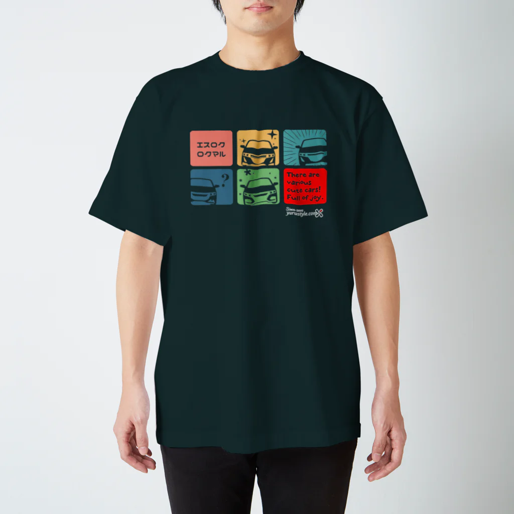 ユルスタ＠SUZURIのエスロクロクマル・BLACK｜S660 Regular Fit T-Shirt