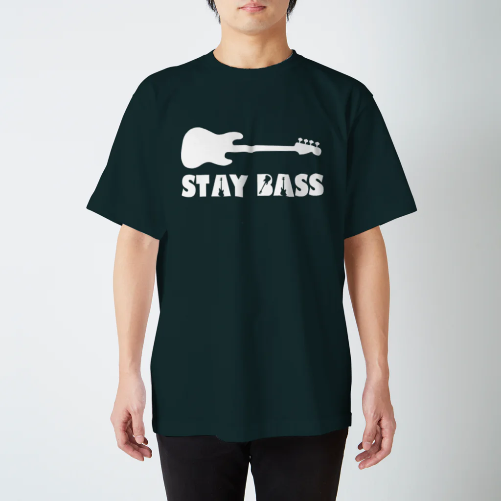 ベース会ONLINE SHOPのSTAY BASS（白ロゴ） スタンダードTシャツ